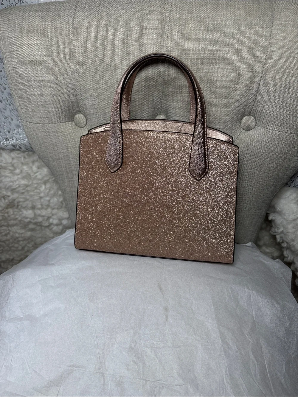 kate spade Rose Gold Glitter Satchel with Matching Wristlet